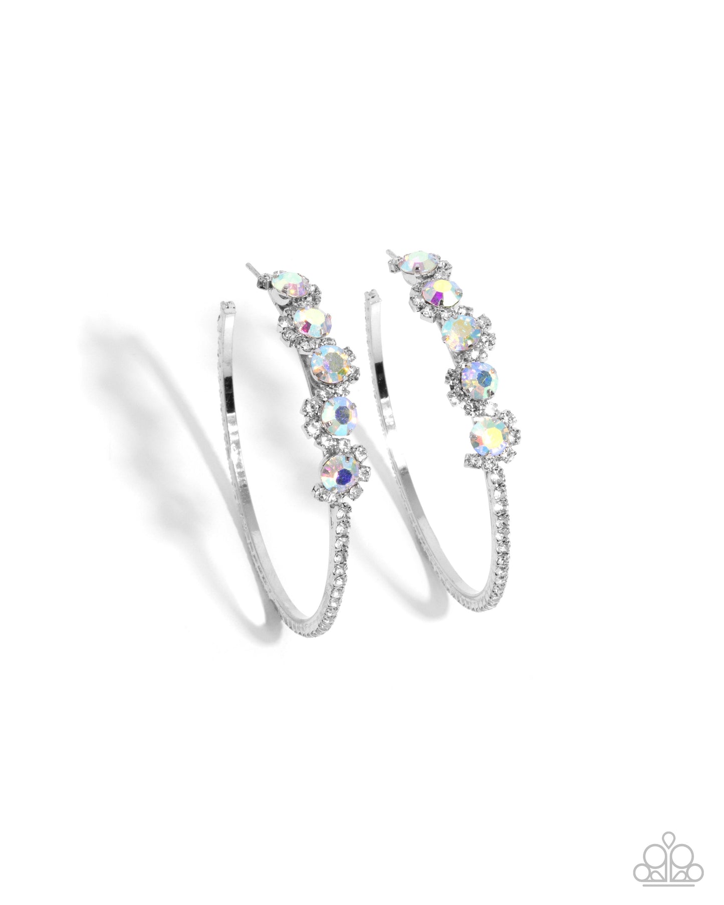 Noticeable Difference - Multi Iridescent Gem & White Rhinestone 2 1/2 Inch Hoop Earring Paparazzi