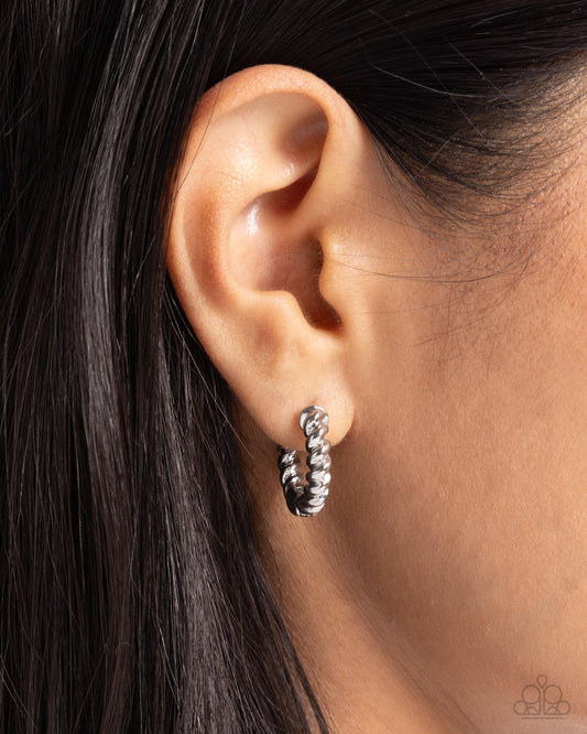 Paparazzi Revel in Rarity - Silver 3/4 Inch Twisted Hoop Earring E3427