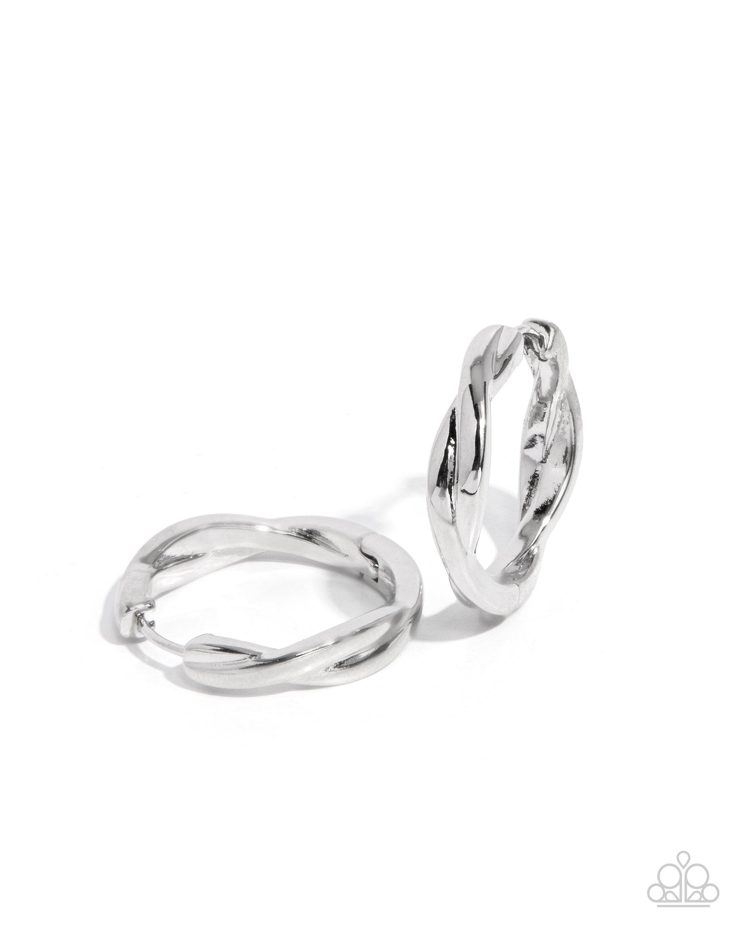 Paparazzi Genuine Glitz - Silver Twist 1 Inch Hoop Earring E2185