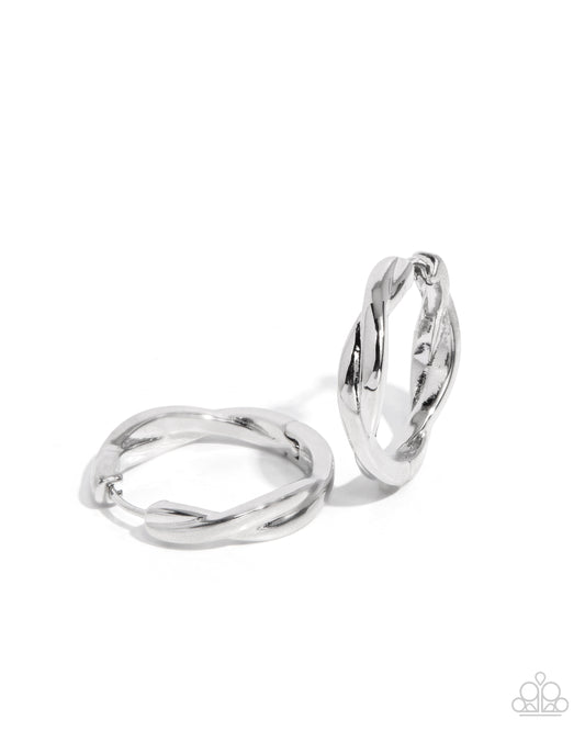 Paparazzi Genuine Glitz - Silver Twist 1 Inch Hoop Earring E2185