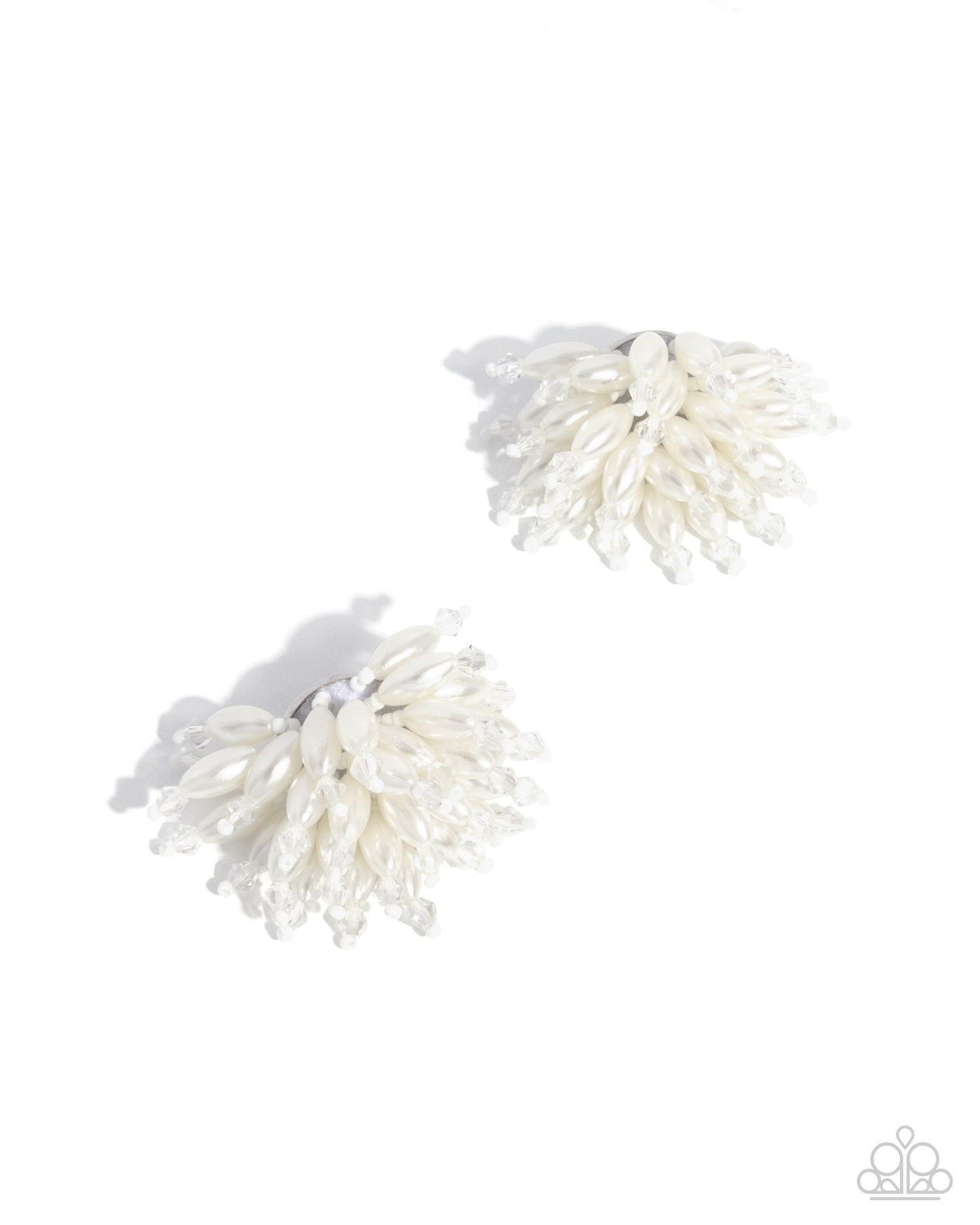 Sunset Shower - White Pearly, Crystal-Like, & Seed Bead Post Earring Paparazzi E2082