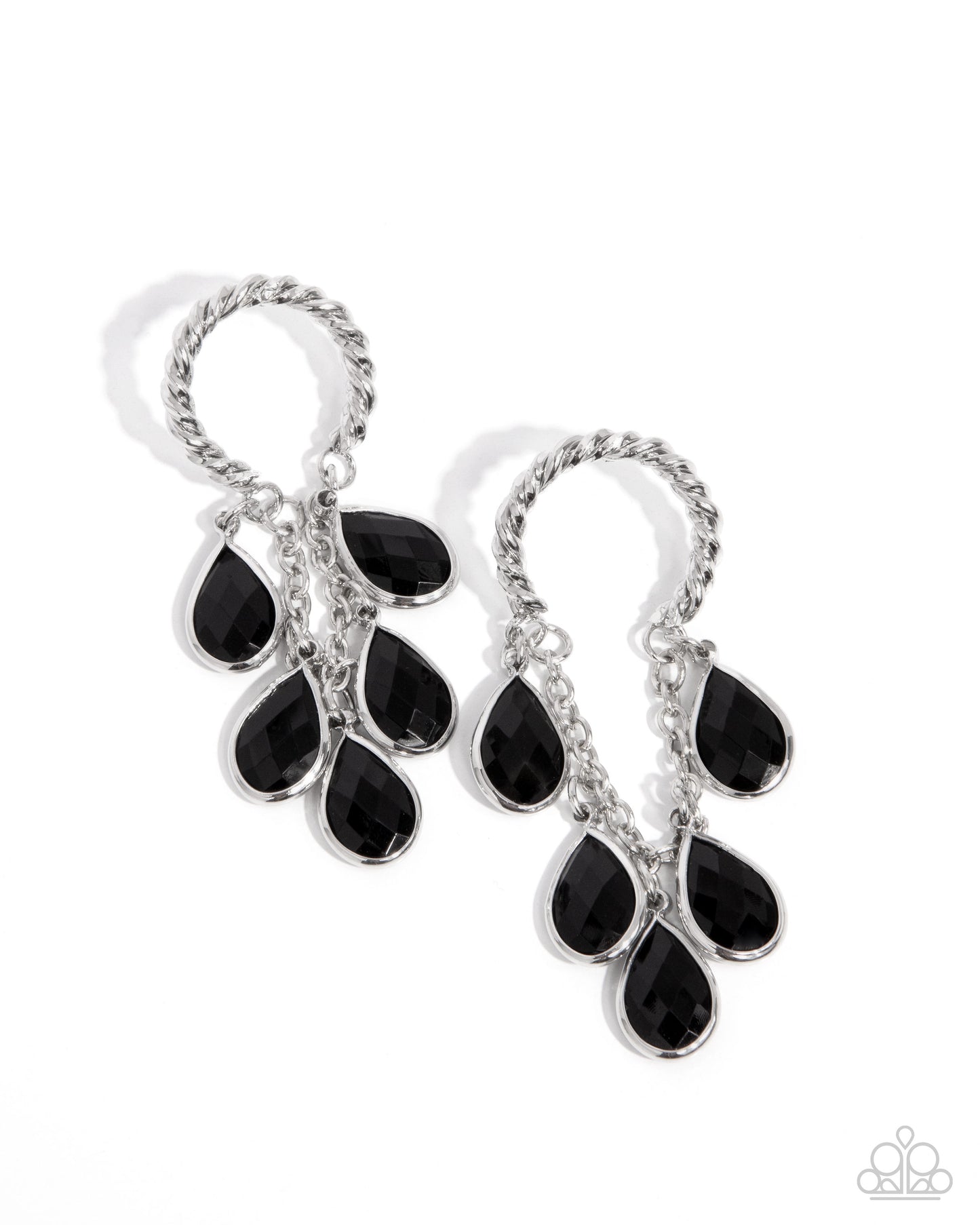 Highest Grade - Black Teardrop Gem Post Earring Paparazzi E2177