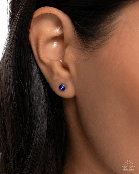 Logical Light - Blue Sapphire Rhinestone Silver Stud Earring Paparazzi E2828