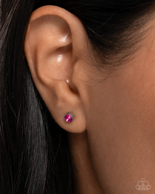 Logical Light - Pink Fuchsia Rhinestone Stud Earring Paparazzi E2166