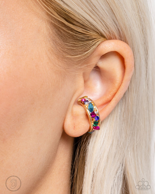 Adorable Assortment - Gold, Multicolored Gem & Rhinestone Ear Cuff Earring Paparazzi