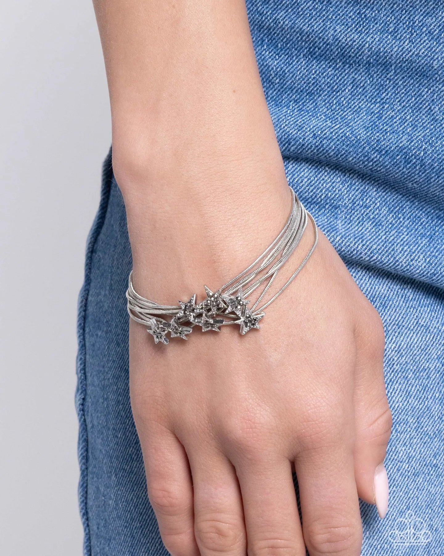 Paparazzi Guest Star - Silver Hematite Rhinestone Bracelet B1105
