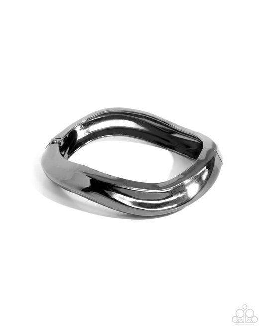 Abstract Audience - Black Gunmetal Hinged Bracelet Paparazzi B2428