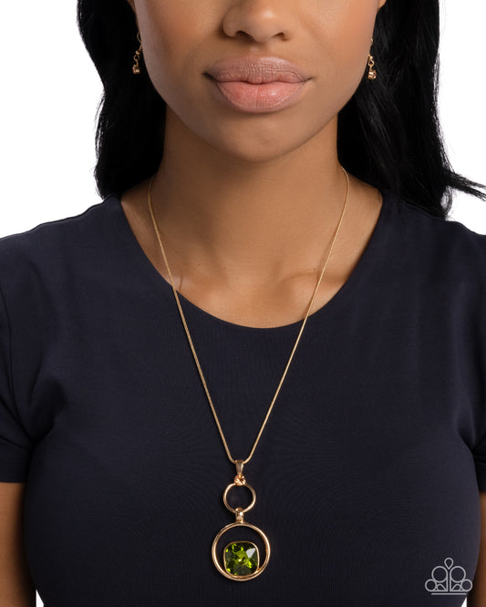 Paparazzi Debutante Delight - Green Gem Gold Necklace