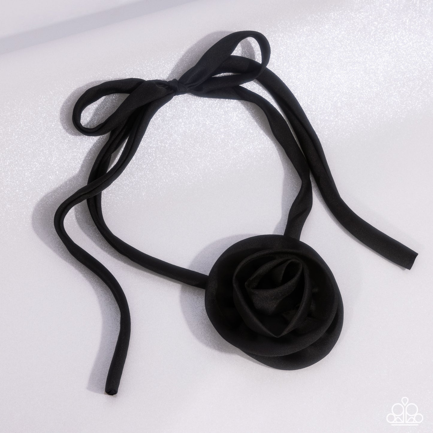 Rosette Reality - Black Oversized Rosette Silk Floral Necklace Life Of The Party September 2024 Paparazzi N2507