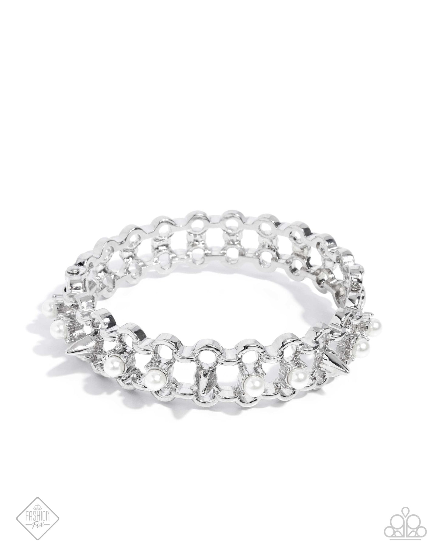 PUNK History - White Pearl & Silver Spike Magnificint Musing Fashion Fix September 2024 Paparazzi