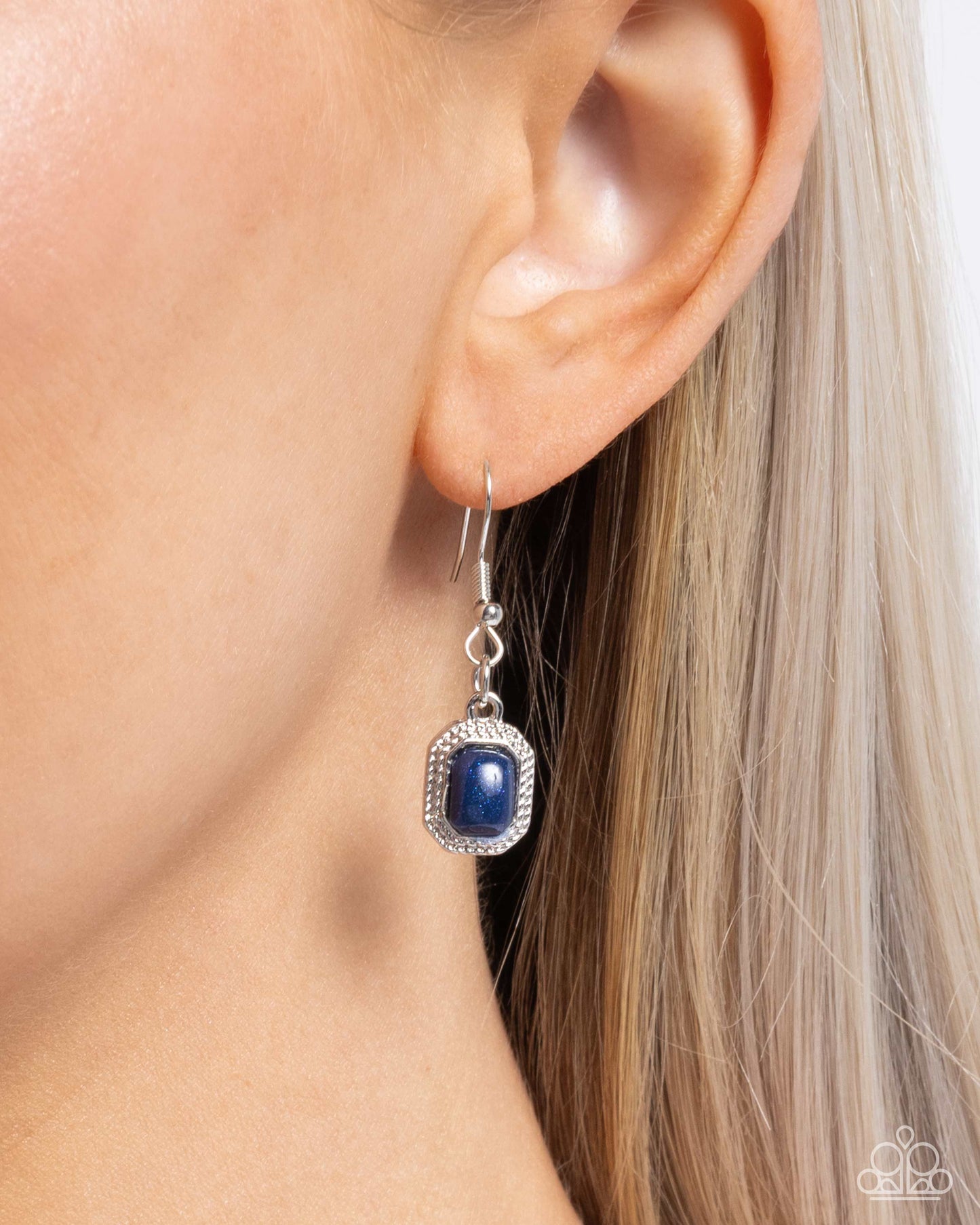 Clandestine Color - Blue Oversized Acrylic Pendant Silver Snake Chain Necklace Paparazzi N3527
