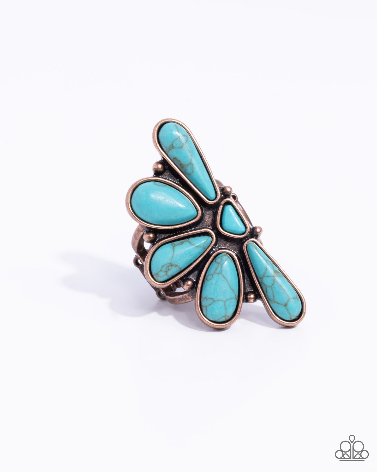 Stony Spectacle - Copper Turquoise Flower Santa Fe Style Ring Paparazzi R0807