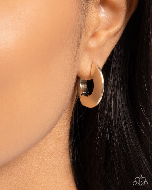 Intelligence Operation - Gold 1 Inch Hinge Hoop Earring Paparazzi E2705
