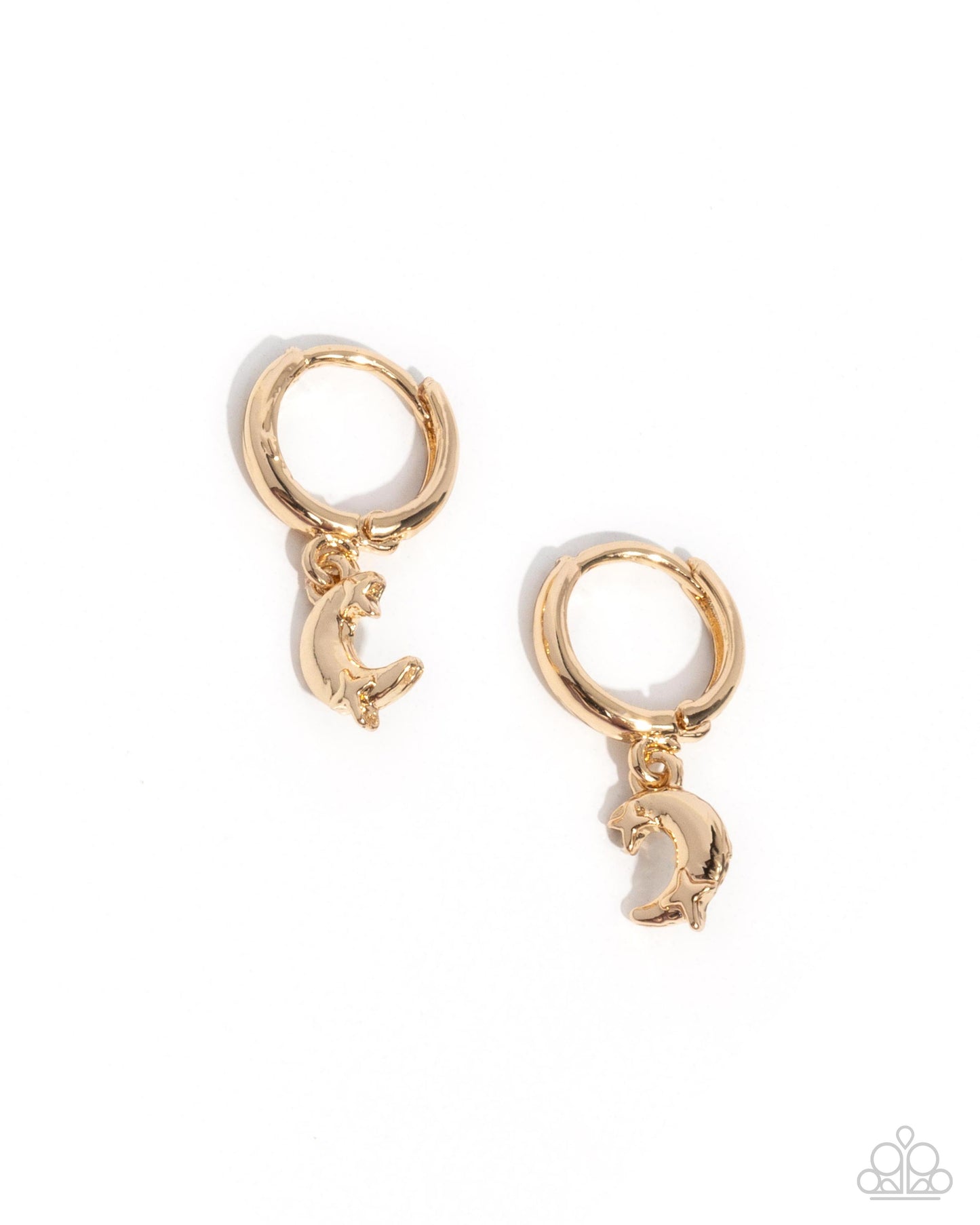 Paparazzi Lunar Language - Gold Crescent Moon & Star Hoop Earring E3230