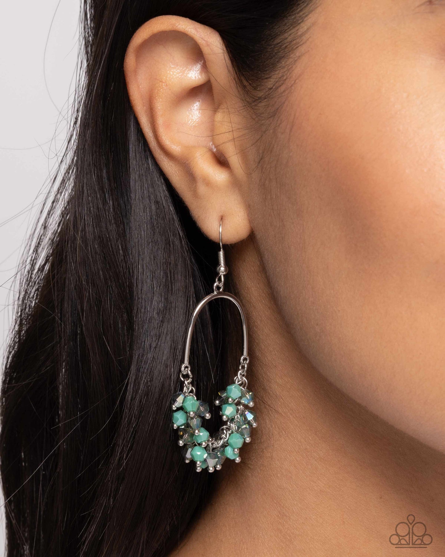 Chandelier Check - Green Bead Chandelier Earring Paparazzi E2290