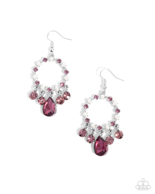 Regency Radiance - Purple Amethyst Rhinestone & White Pearl Earring Paparazzi E3085