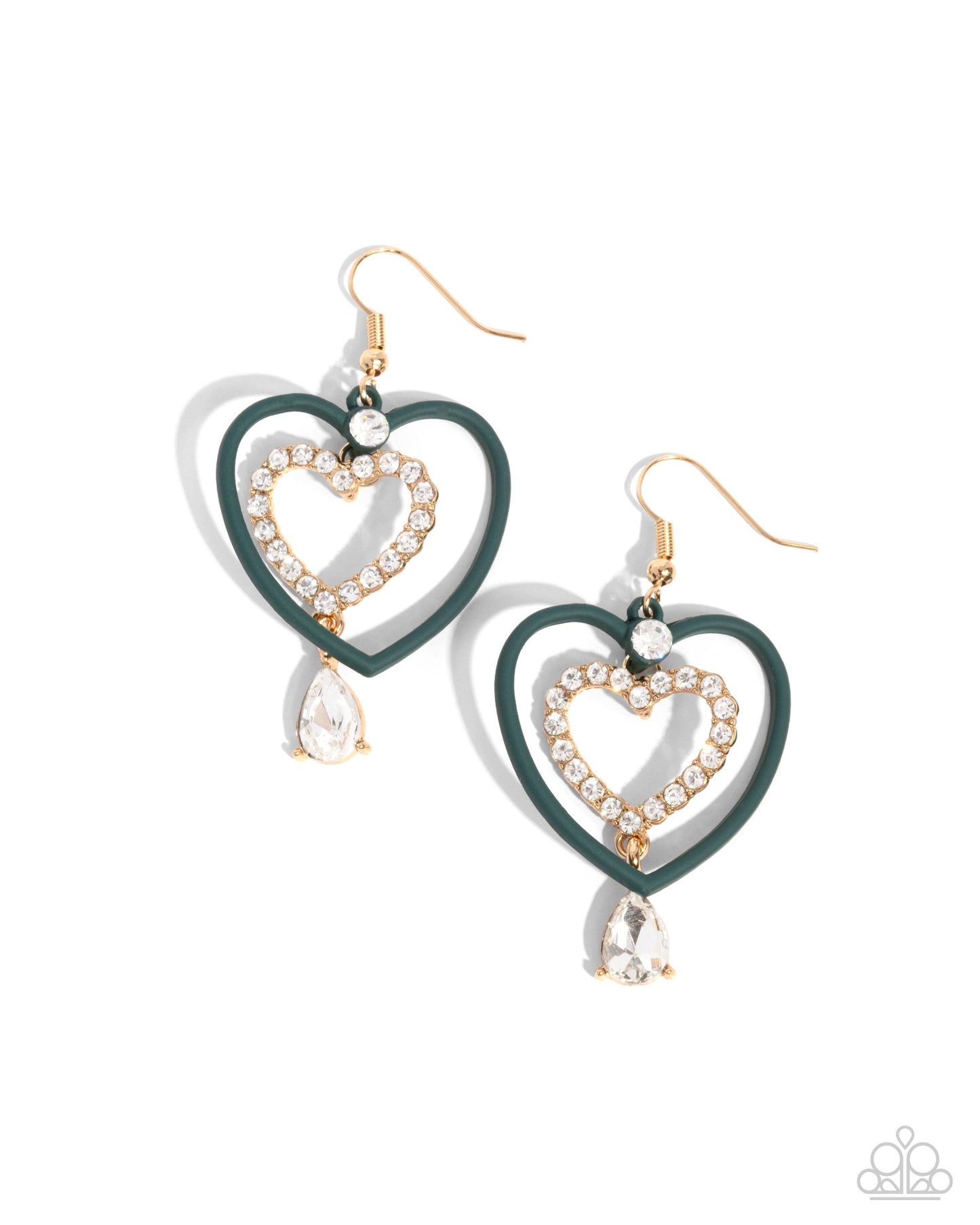 Soft and Sweet - Green Aventurine & Gold Heart Earring Paparazzi