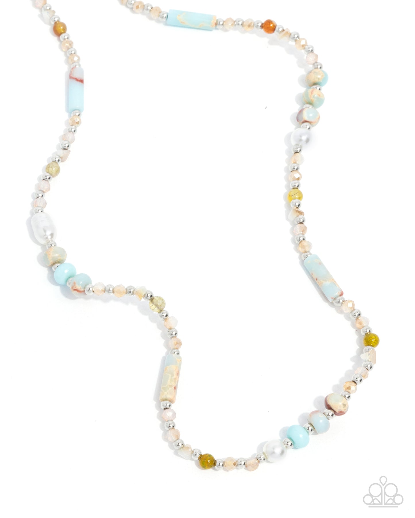 Paparazzi Stony Splendor - Multi White, Silver, Turquoise Stone Bead Necklace N3864