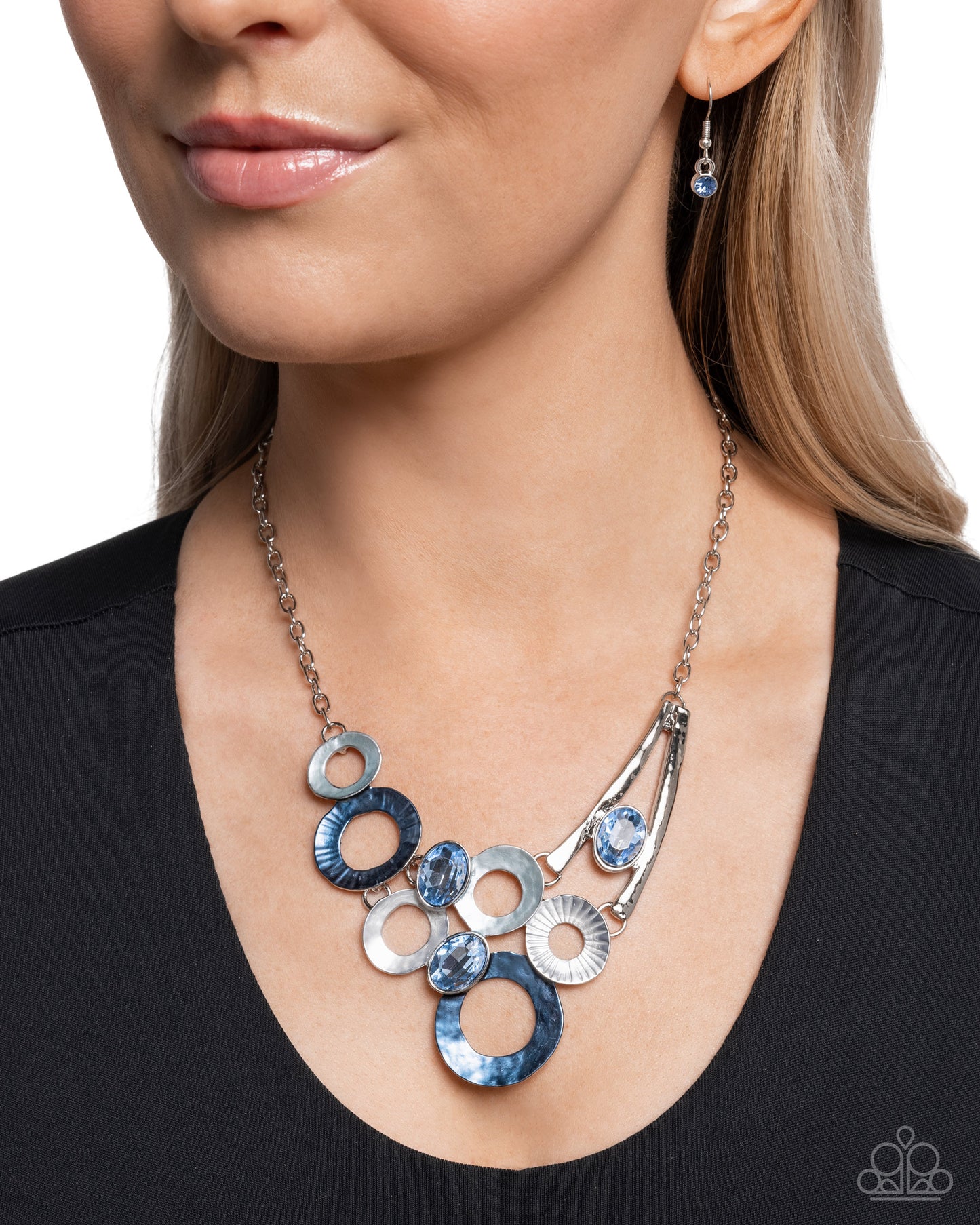 Compelling Circles - Blue Winter Sky Gem Statement Necklace Paparazzi N3561