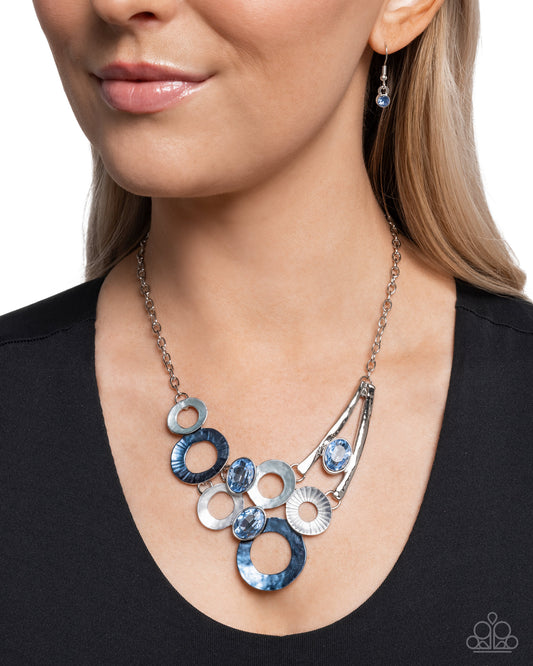 Compelling Circles - Blue Winter Sky Gem Statement Necklace Paparazzi N3561