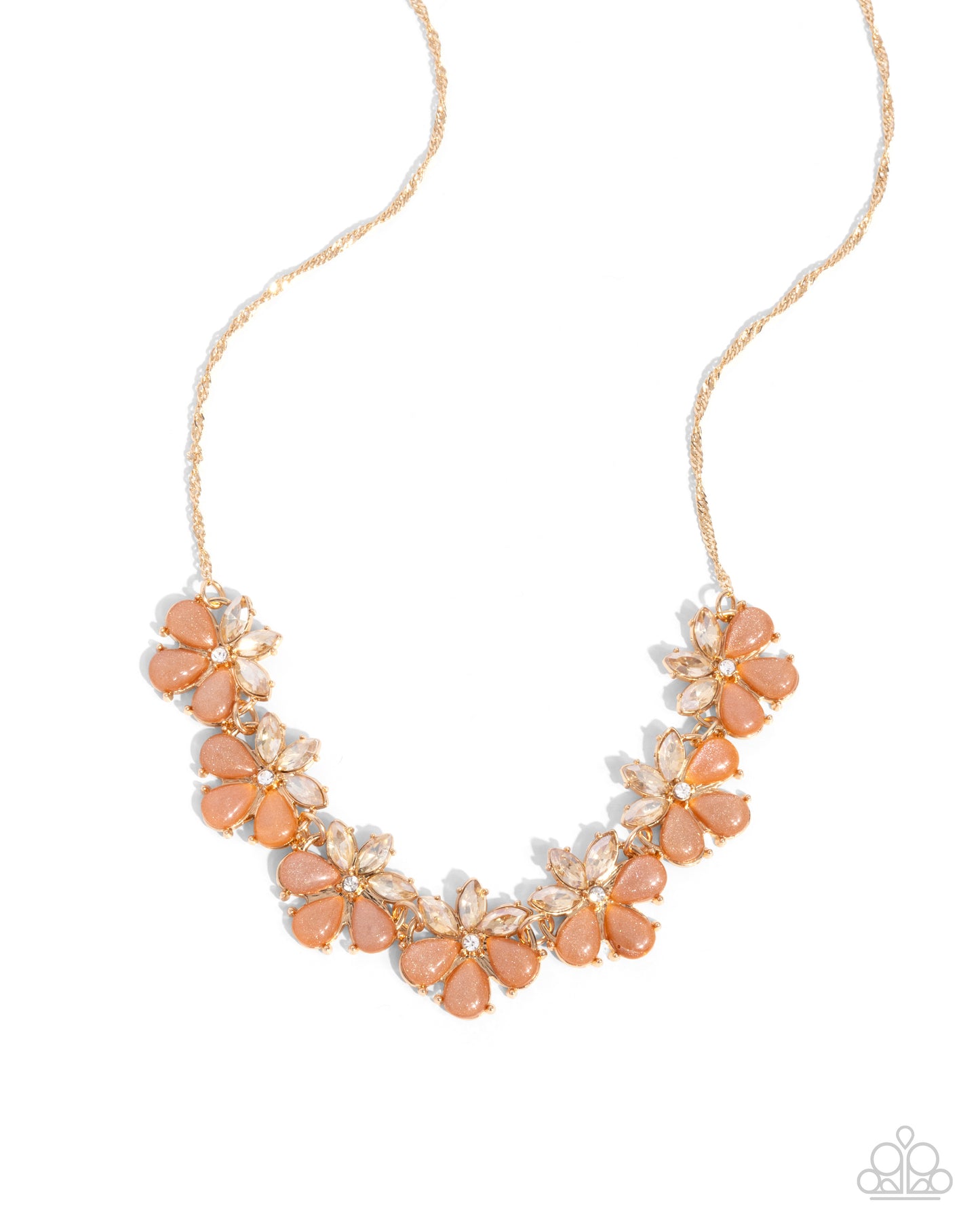 Consistent Chic - Orange Tomato Cream & Light Peach Gem Flower Necklace Paparazzi N2472