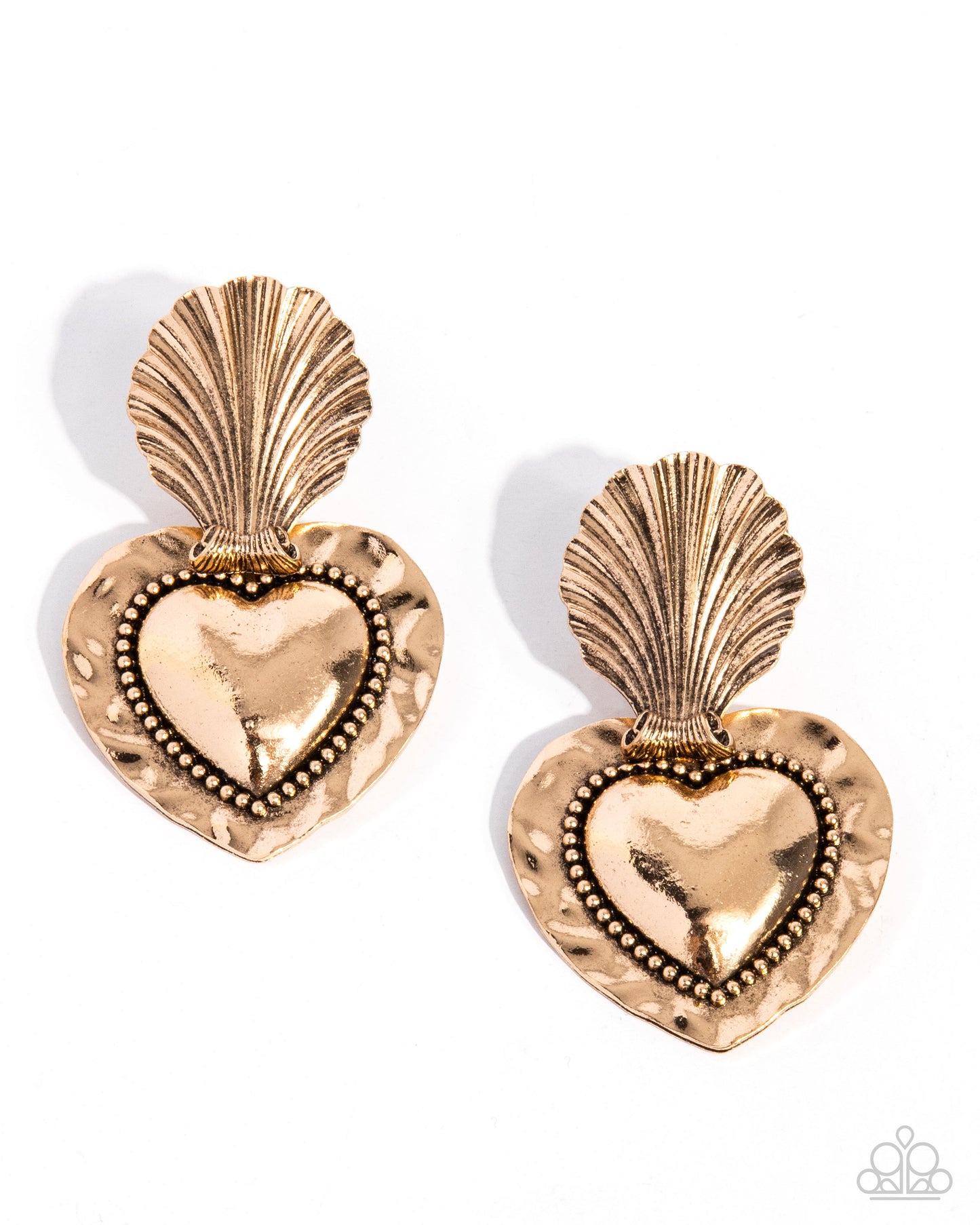 Mythical Moment - Gold Heart Post Earring Paparazzi E2131