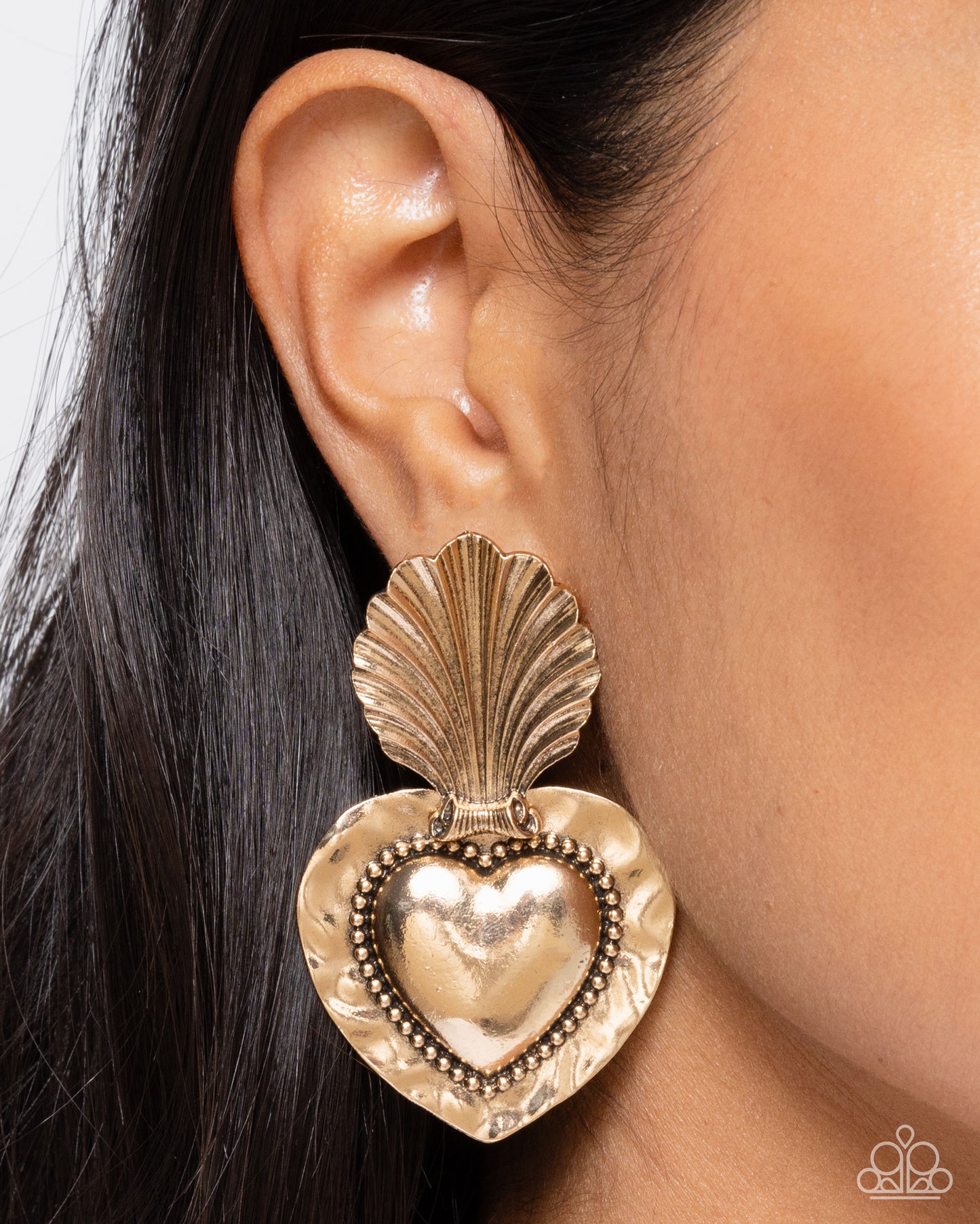 Mythical Moment - Gold Heart Post Earring Paparazzi E2131