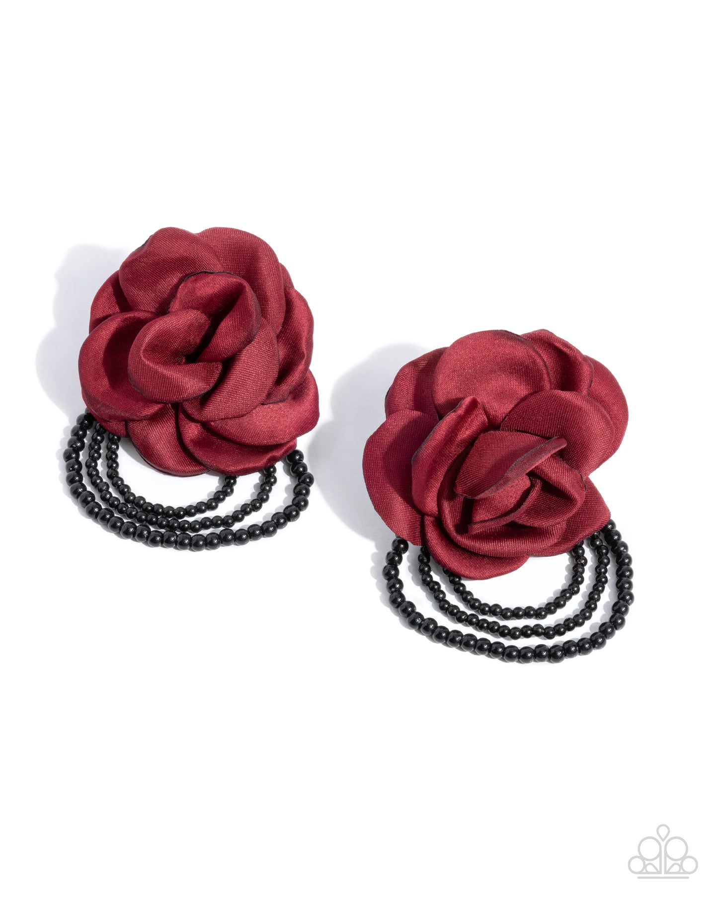 Dramatic Dame - Red Satin Rosette Flower Post Earring 2024 Convention Exclusive Paparazzi E2118