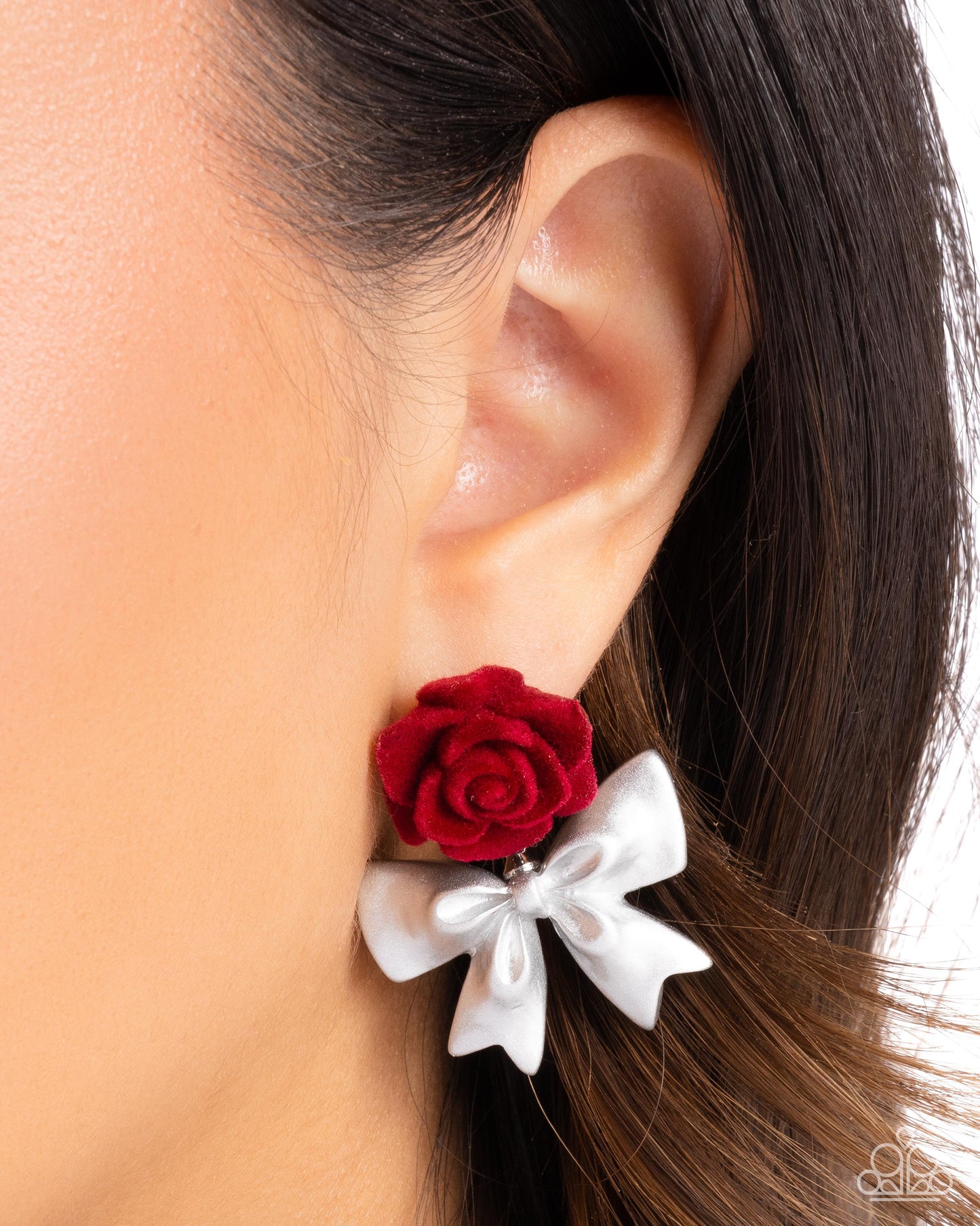 Paparazzi Rosette Rarity - Red Wine Velvet Rose Post Earring E3419