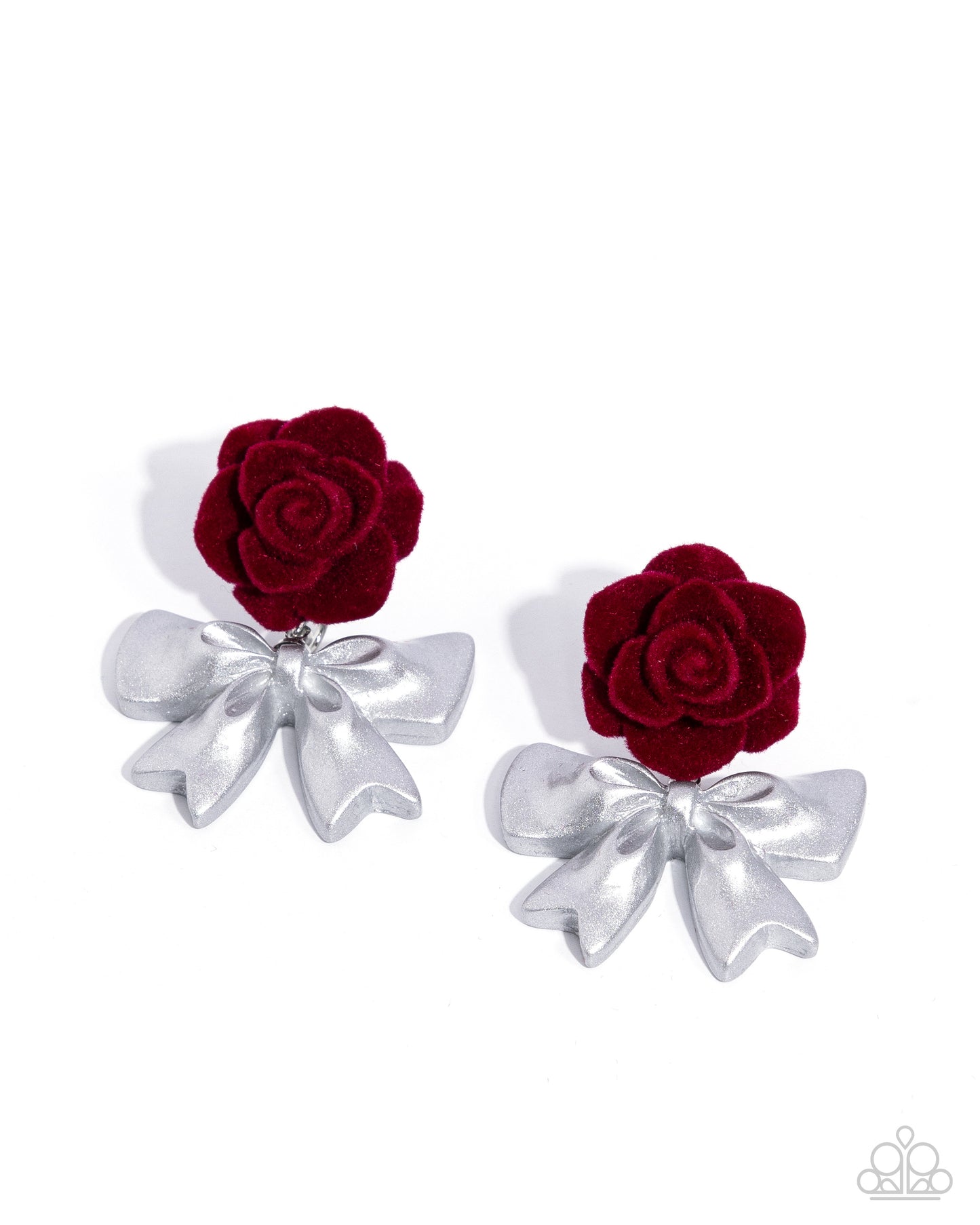 Paparazzi Rosette Rarity - Red Wine Velvet Rose Post Earring E3419