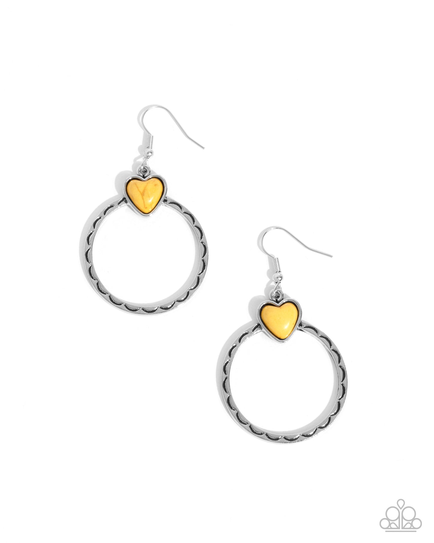 Heart Holiday - Yellow Stone Heart Santa Fe Style Earring Paparazzi E2137