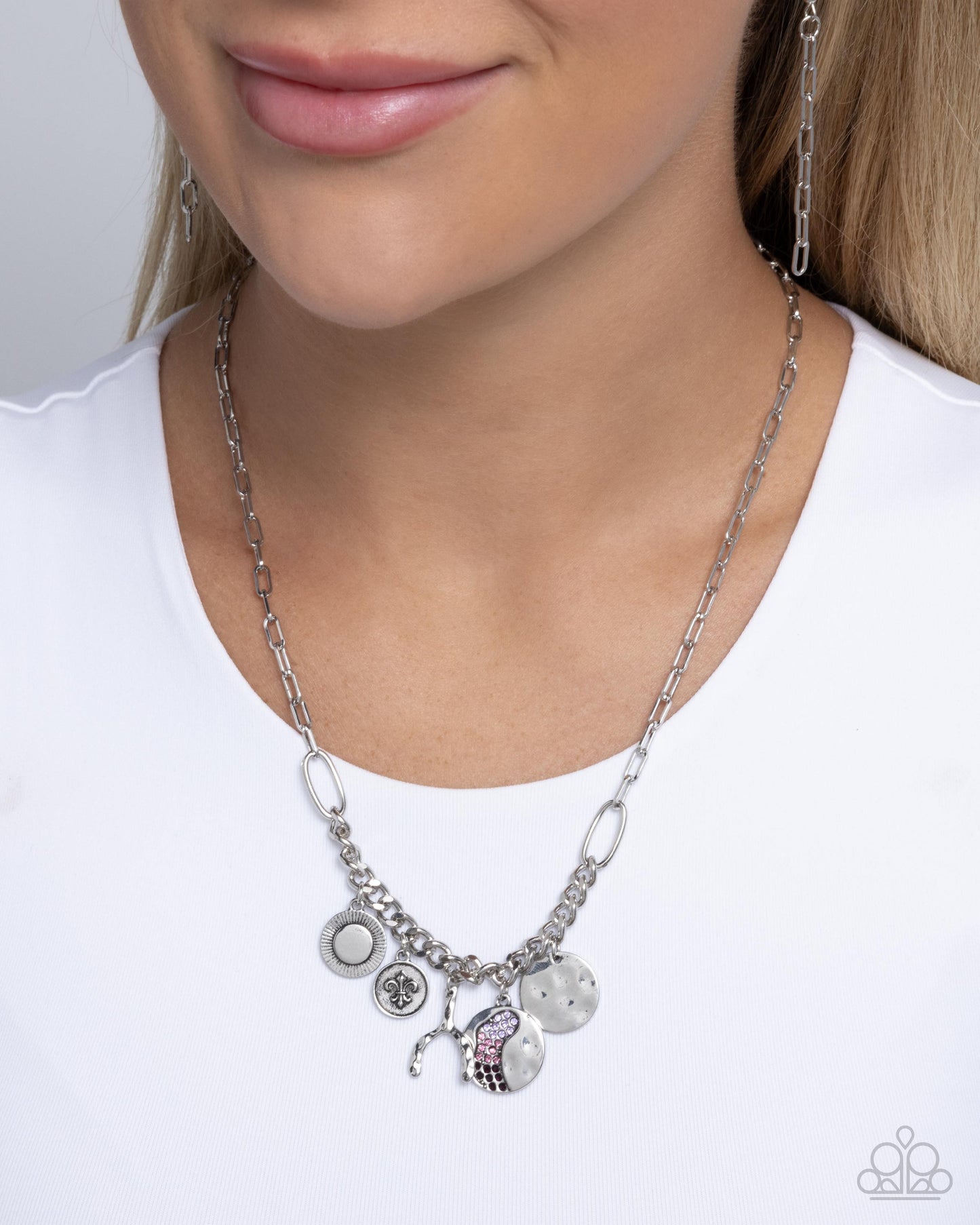 Chic Century - Purple Ombre' Rhinestone & Charm Necklace Paparazzi