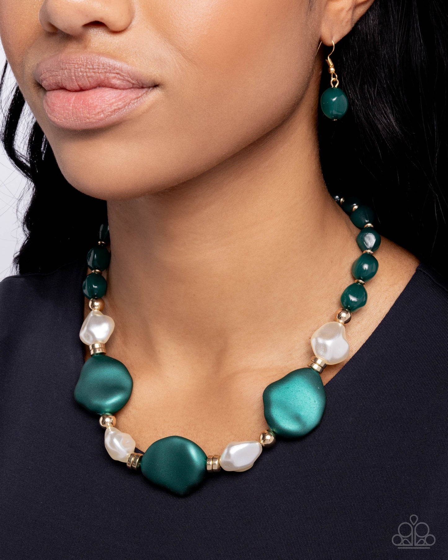 Forever Feature - Green Aventurine, Gold & White Pearl Bead Paparazzi