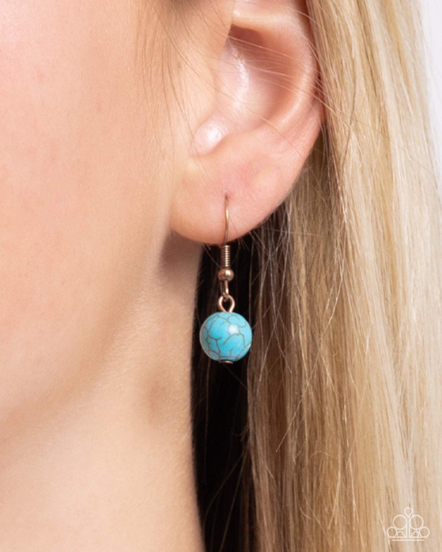 Textured Tourist - Copper Box Chain, Turquoise & White Stone Santa Fe Style Fringe Necklace Paparazzi N3119