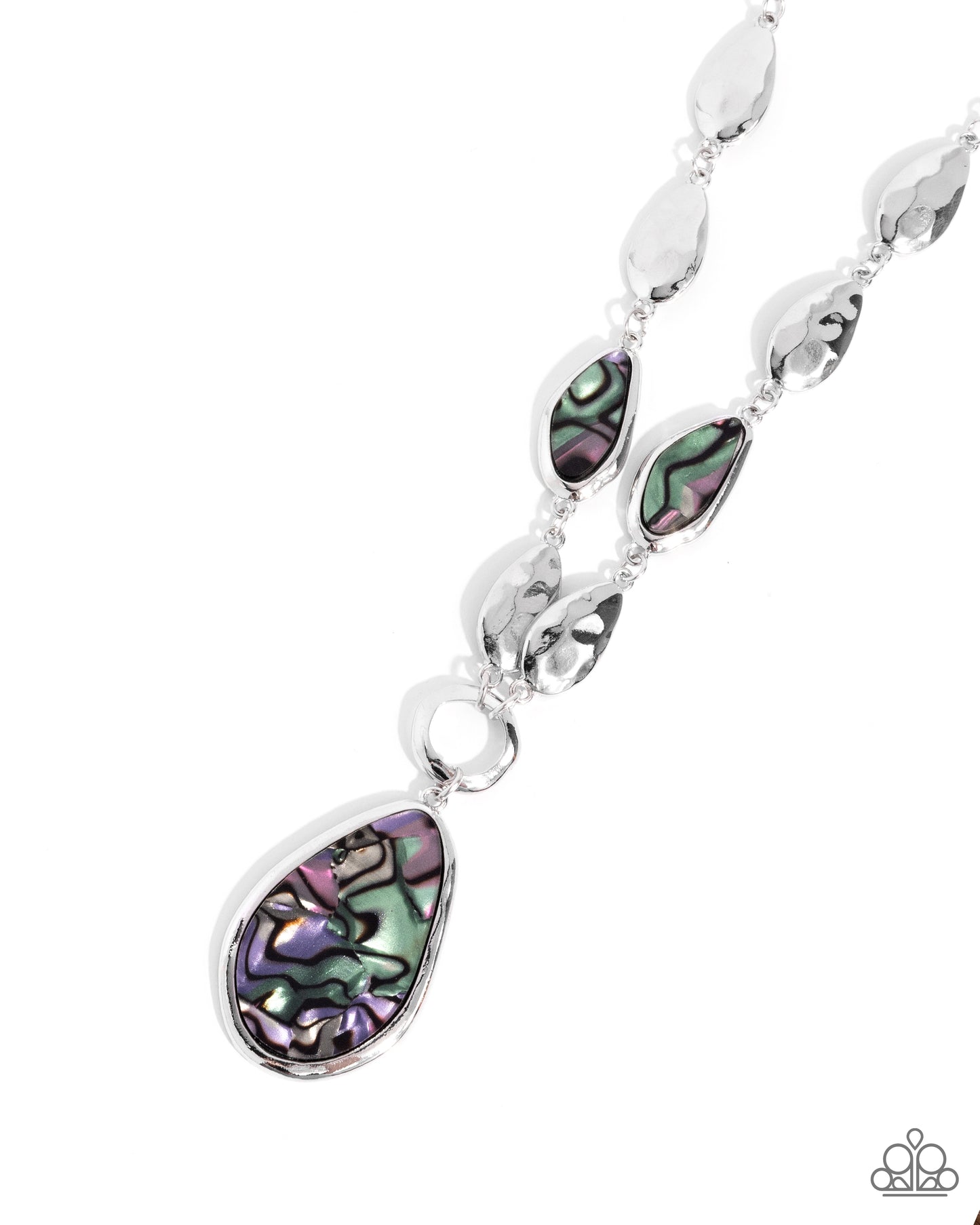 Paparazzi Abstract Abalone - Multicolored Faux Abalone Shell Silver Necklace N3768