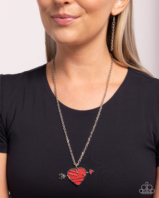 Paparazzi Emotional Edge - Red Stone Heart Santa Fe Style Necklace