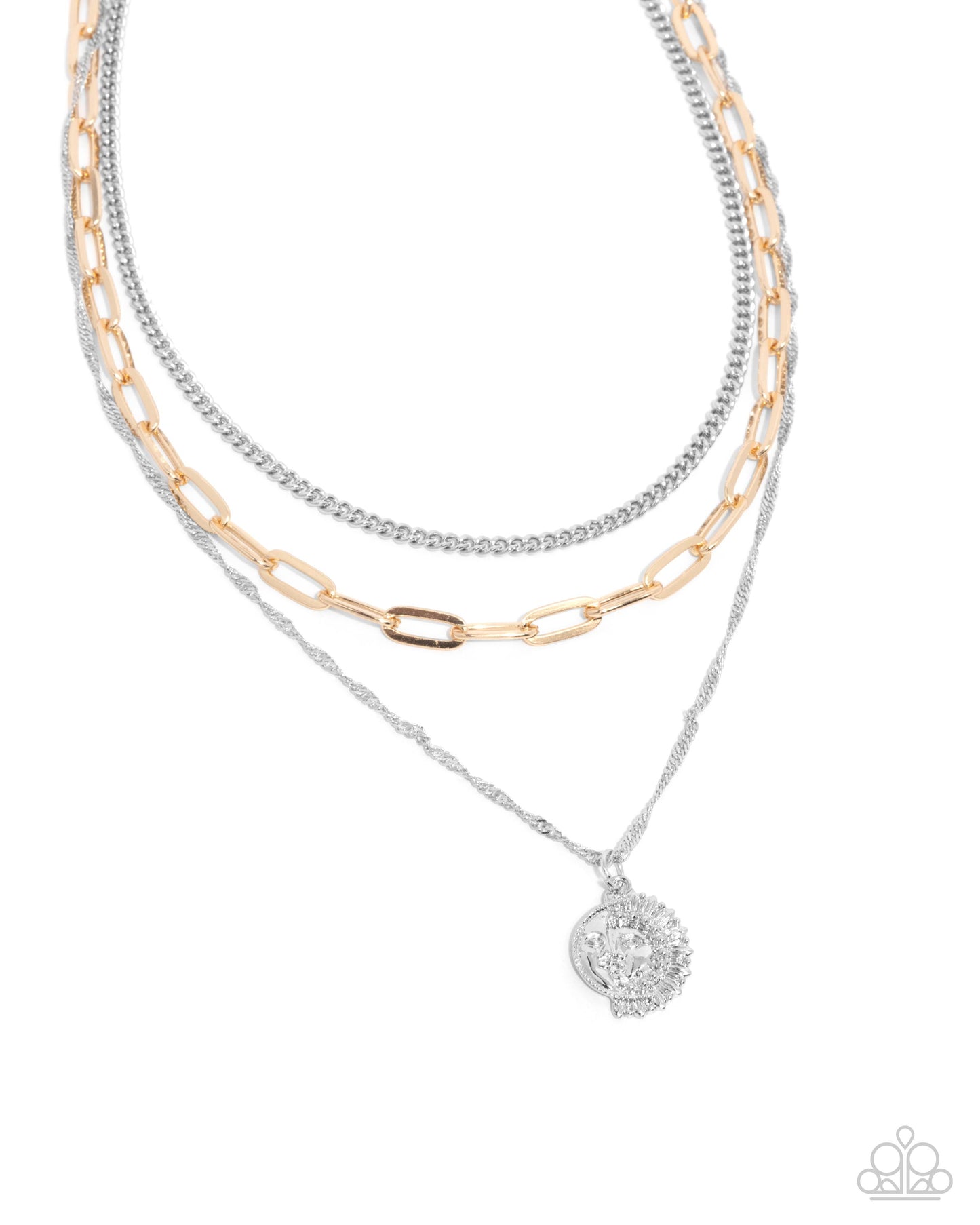 Paparazzi Ready for Fame - Silver & Gold Layered Chain Necklace N3792