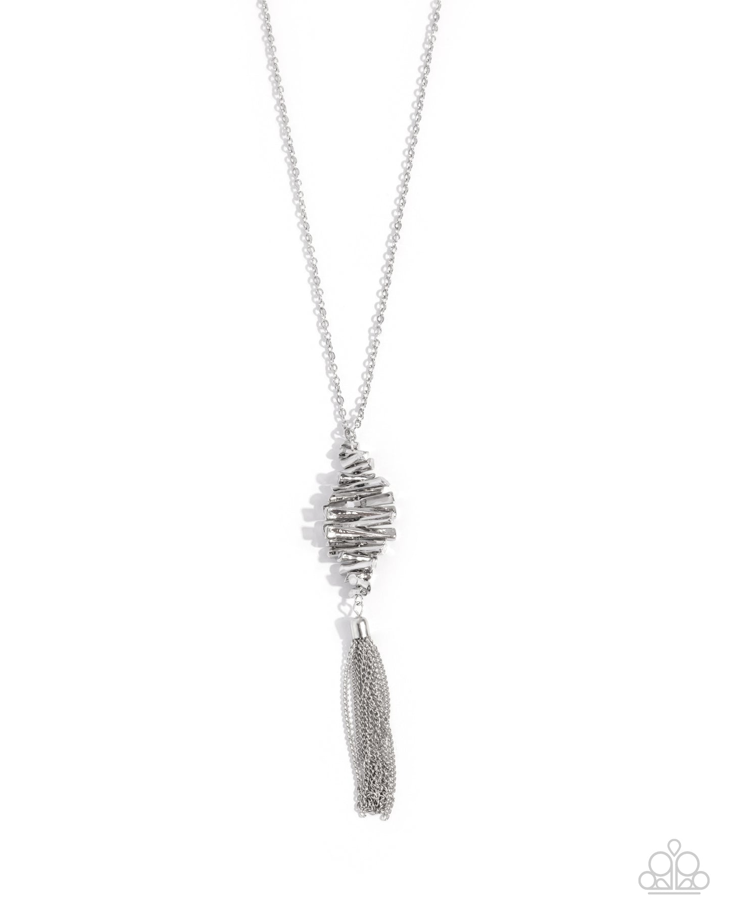 Logging Off - Silver Hammered Edgy Tassel Necklace Paparazzi