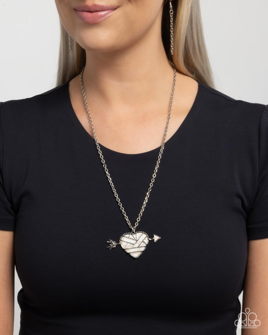Emotional Edge - White Stone Heart Necklace Santa Fe Style Paparazzi N3651