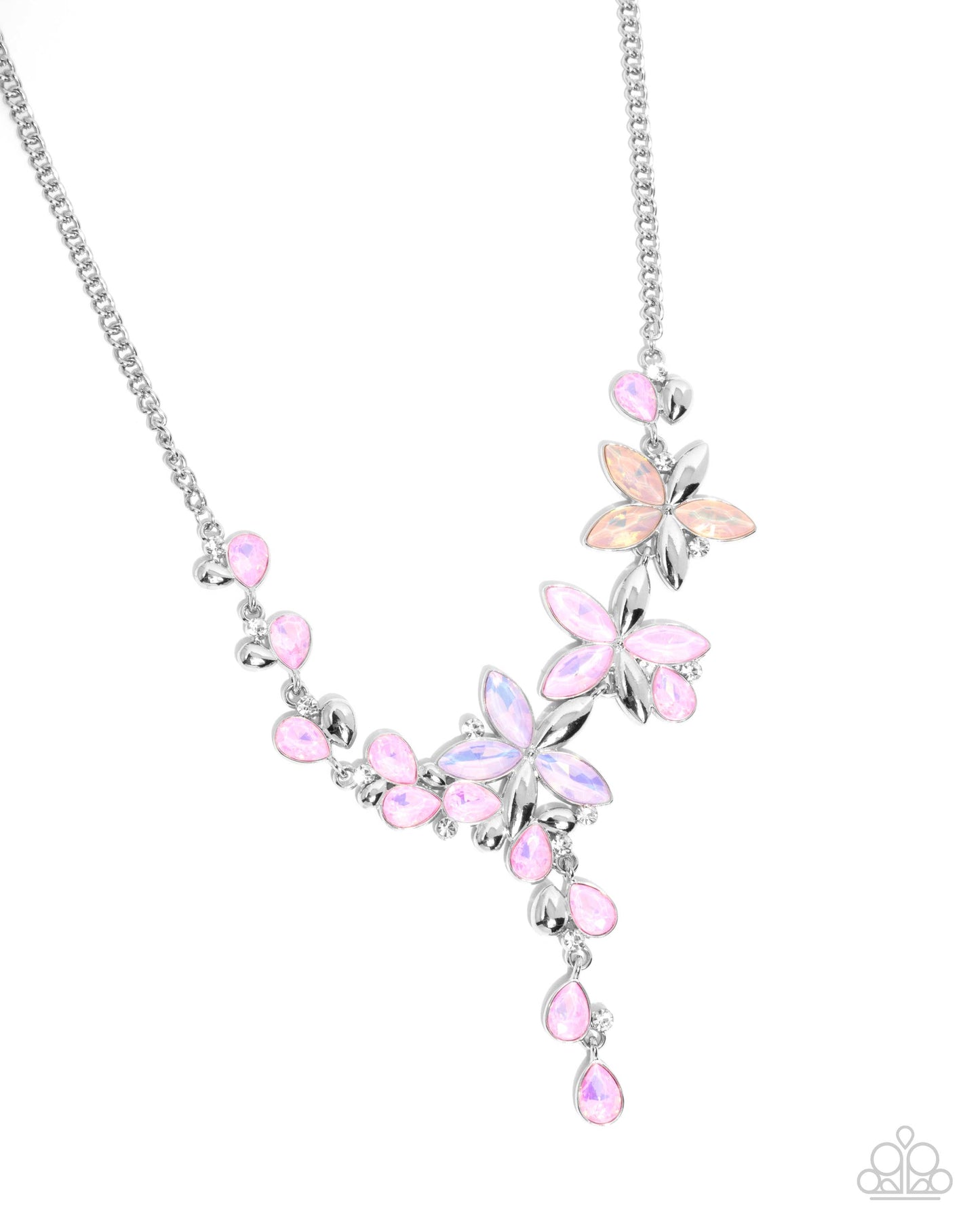 Vibrant Valley - Pink, Peachy, Purple Gem Flower Necklace Paparazzi