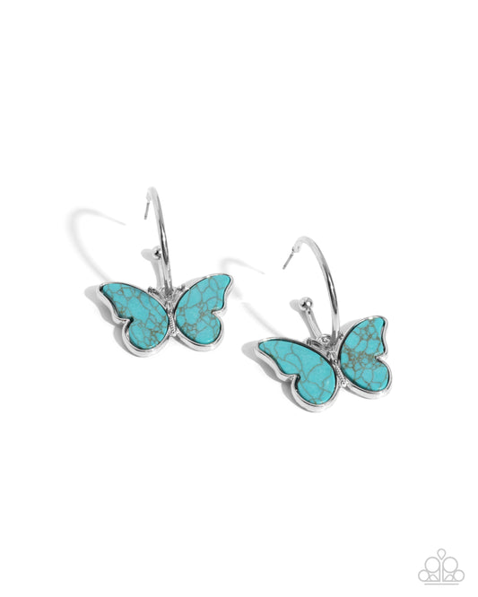 Melodic Mariposa - Blue Butterfly Santa Fe Style Earring Paparazzi