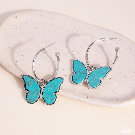 Melodic Mariposa - Blue Butterfly Santa Fe Style Earring Paparazzi