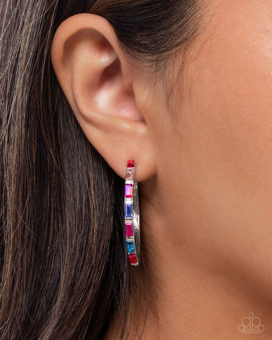 Carnival Chic - Pink Multicolored 1 1/2 Inch Hoop Earring Paparazzi