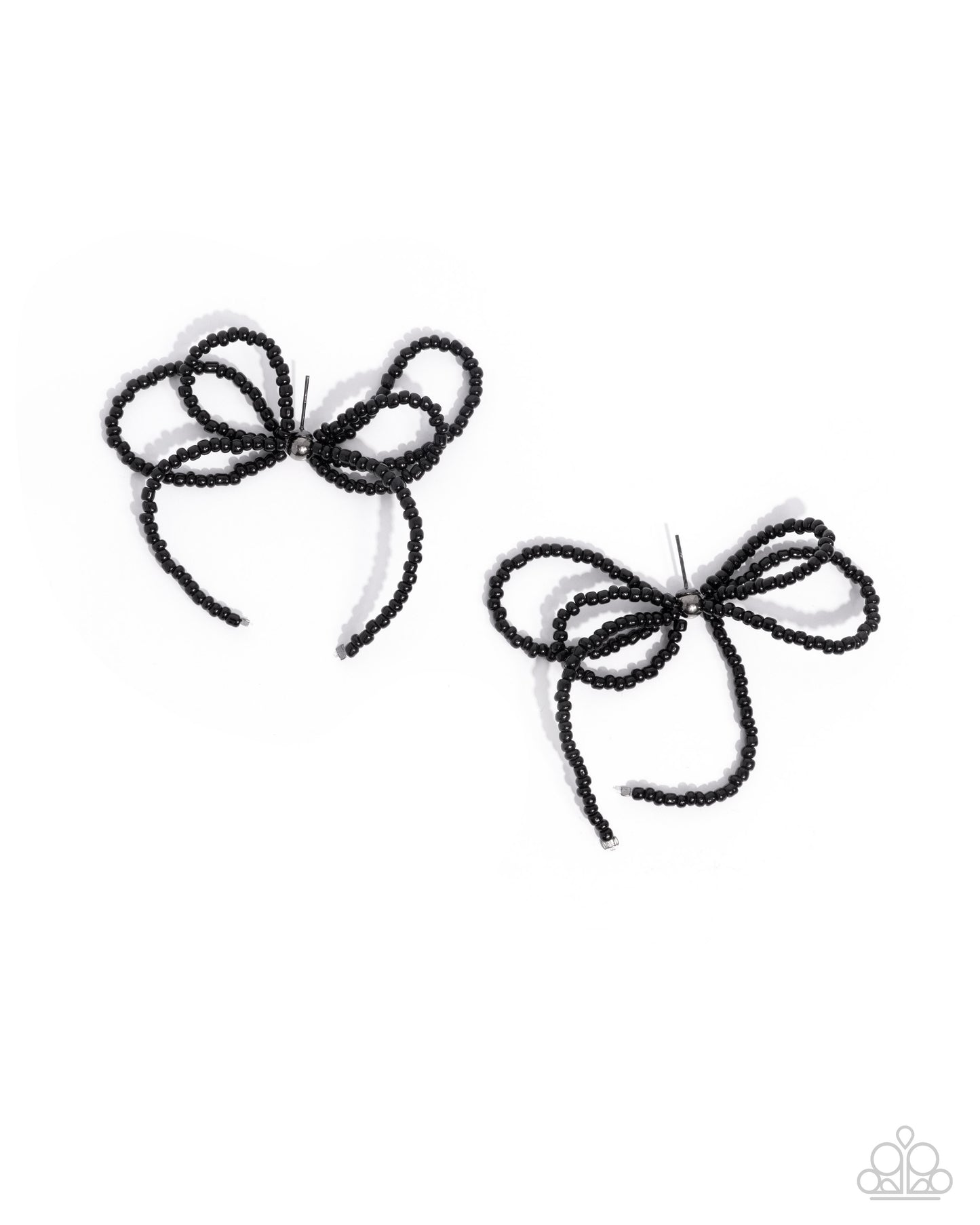 Sophisticated Sprinkle - Black Seed Bead Bow Post Earring Paparazzi