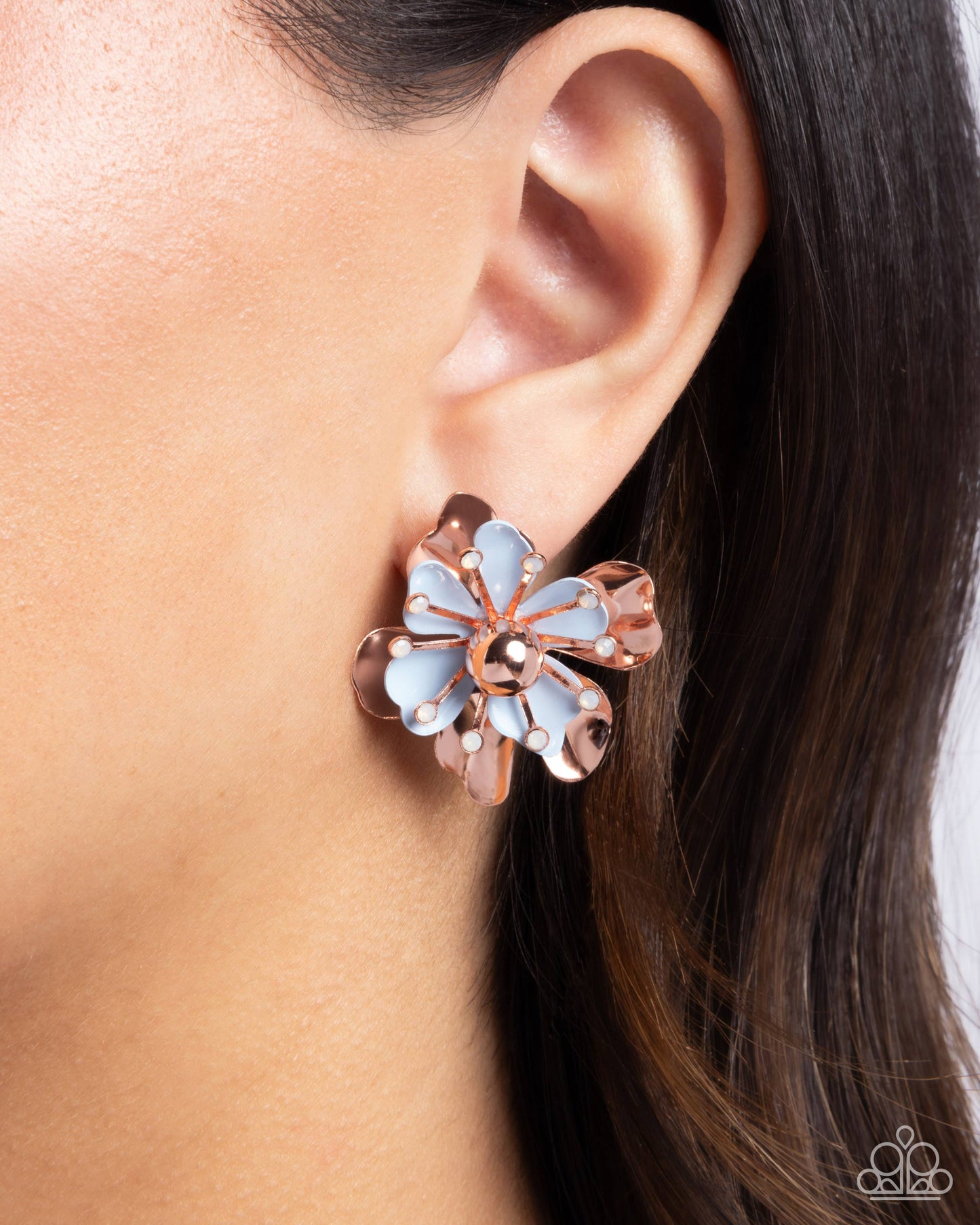 Paparazzi Pleasing Petals - Copper - Shiny Copper Flower Post Earring E3420