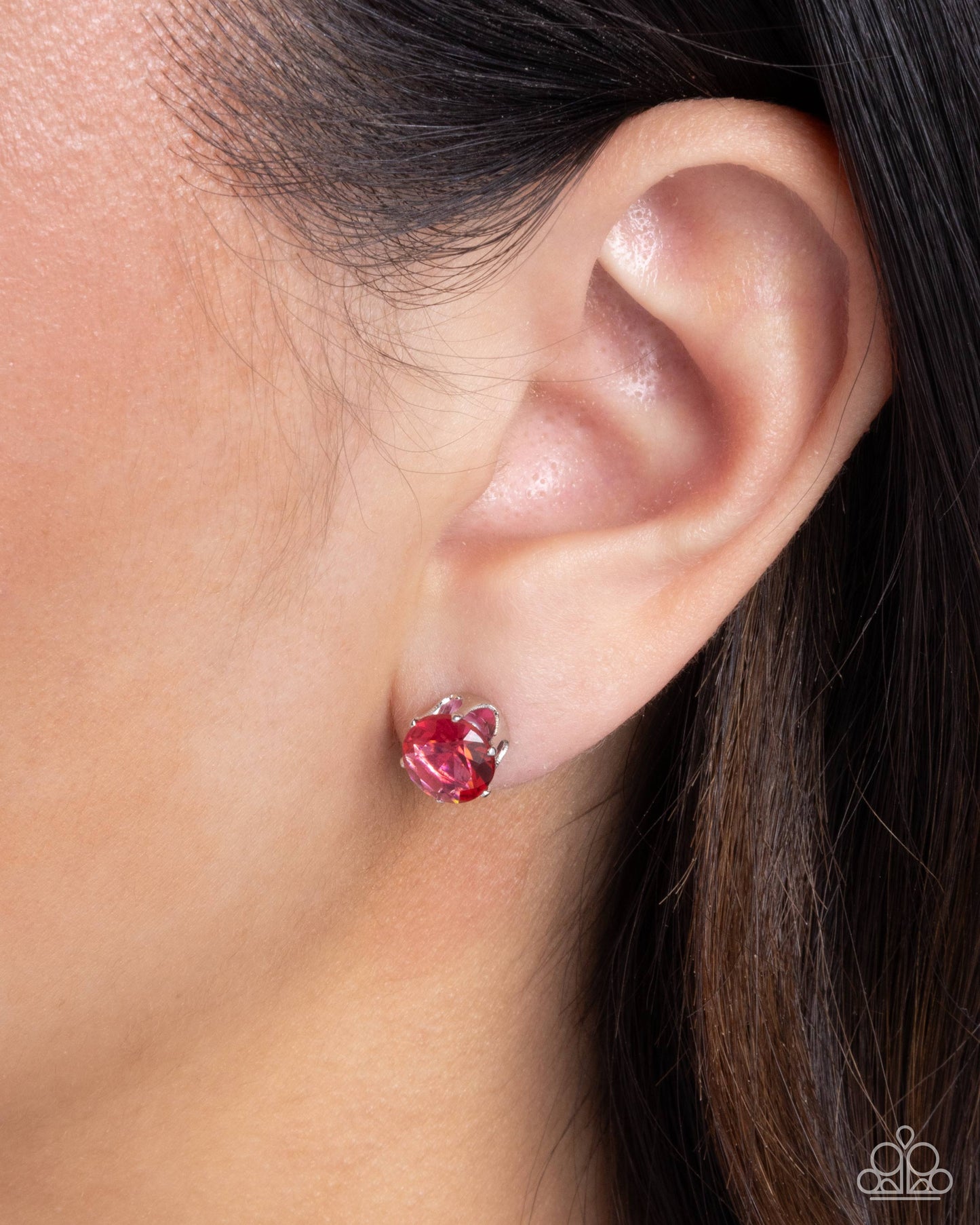 Simply Sublime - Pink Cubic Zirconia Silver Stud Post Back Earring Paparazzi E2703