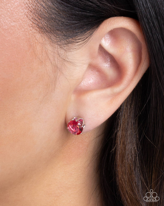 Simply Sublime - Pink Cubic Zirconia Silver Stud Post Back Earring Paparazzi E2703