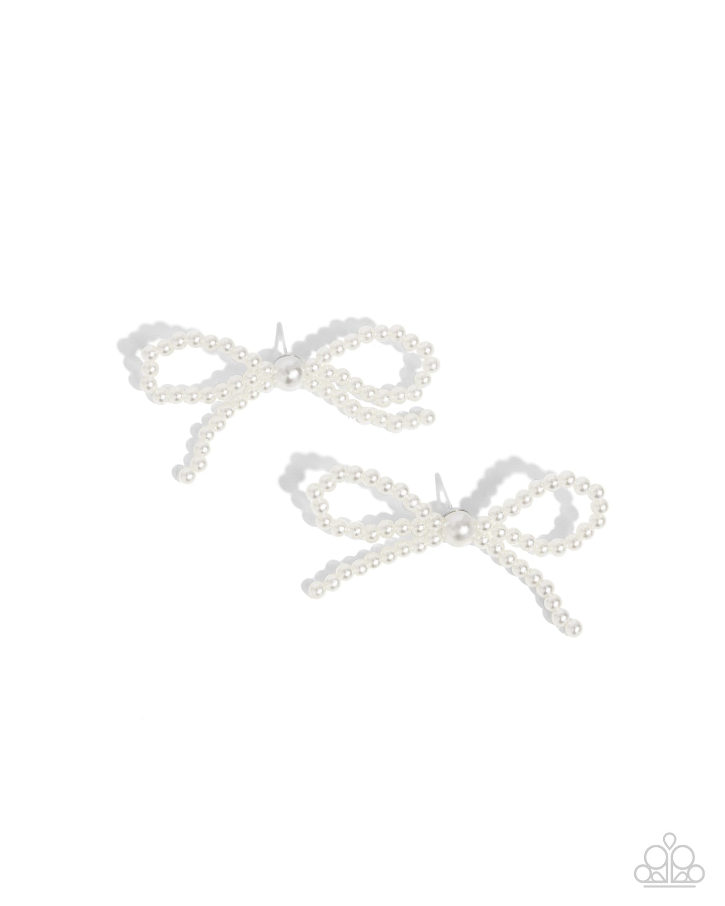 Better Ballerina - White Pearl Bead Bow Post Earring Paparazzi E2169