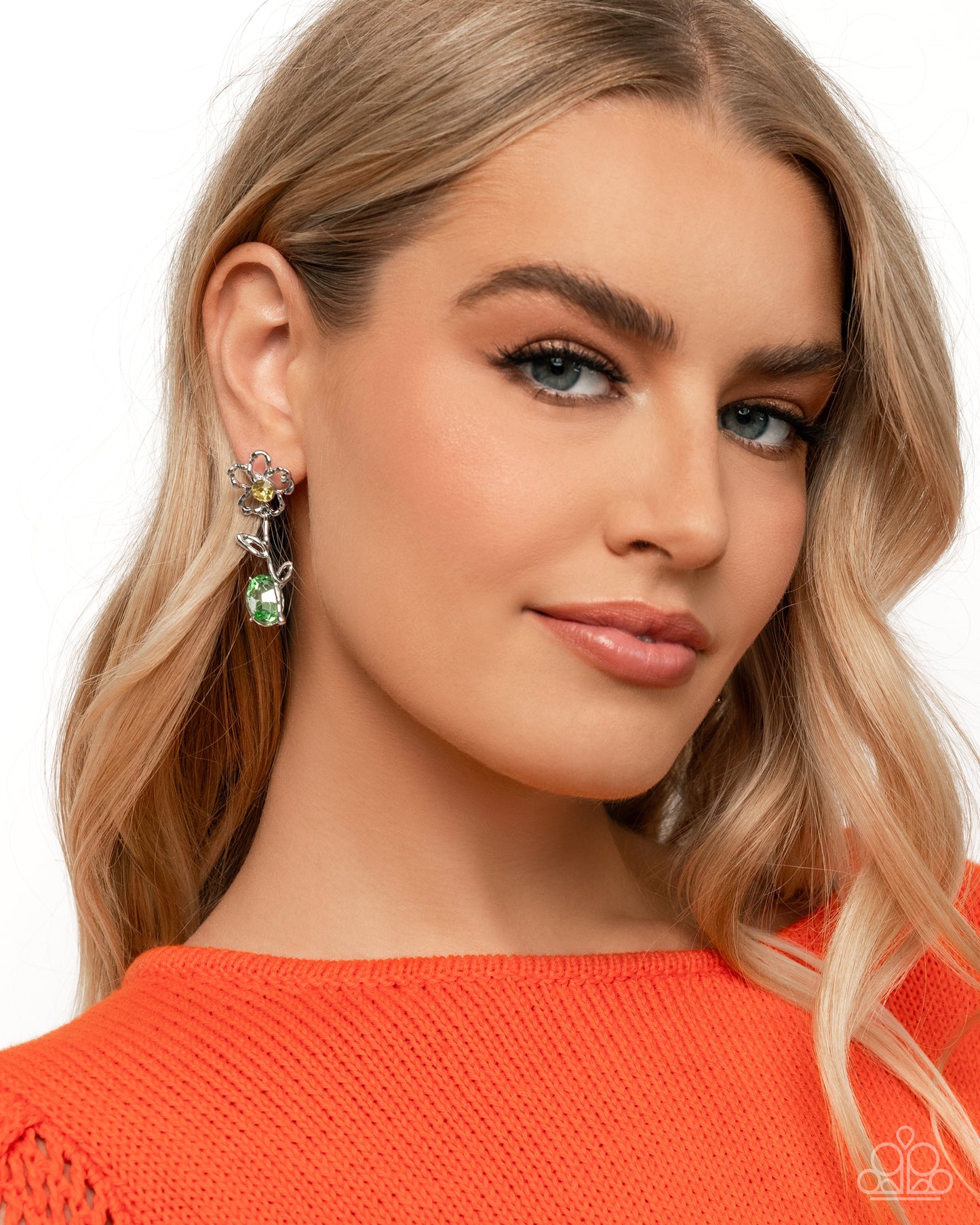 Whimsical Welcome - Yellow Rhinestone Flower Post Earring Paparazzi E2524