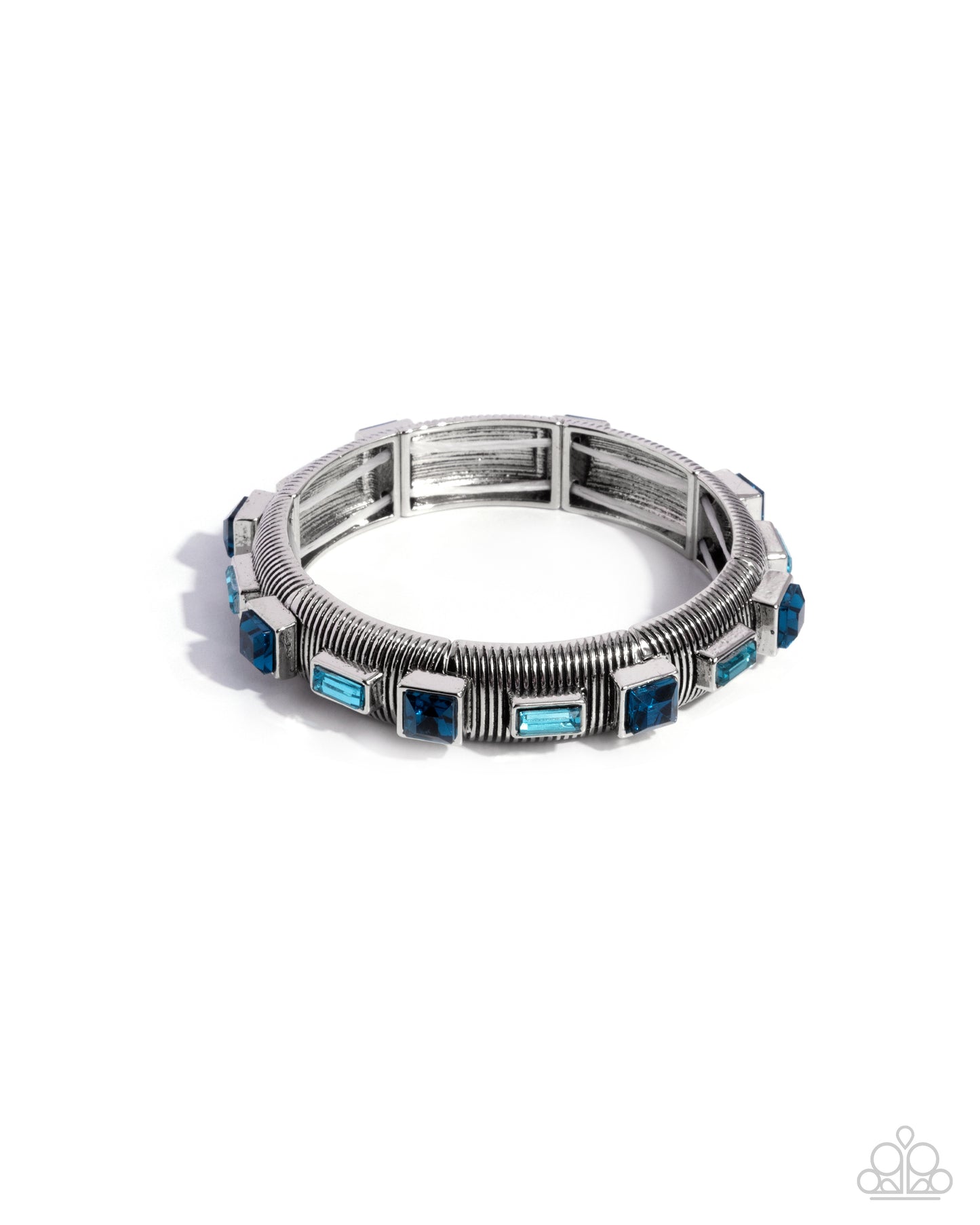 Inevitable Industry - Blue, Light Blue, Silver Gem Stretch Bracelet Paparazzi B2456